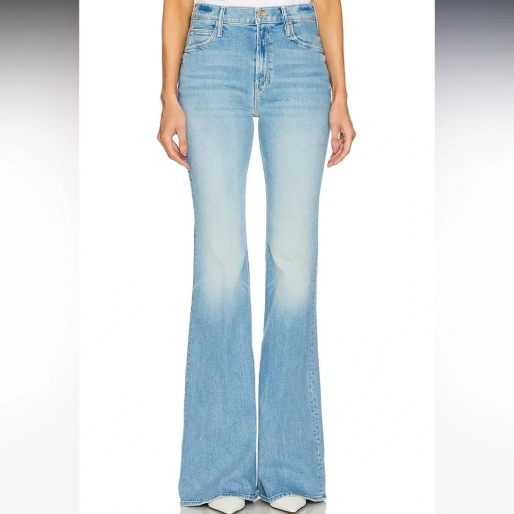 new Mother the Doozy flare jeans in Horseback to Quarterback light medium wash